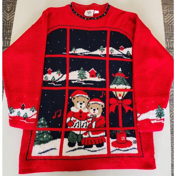 Vintage Nutcracker Women's Christmas Bear Sweater Large Red - Picture 1 of 8